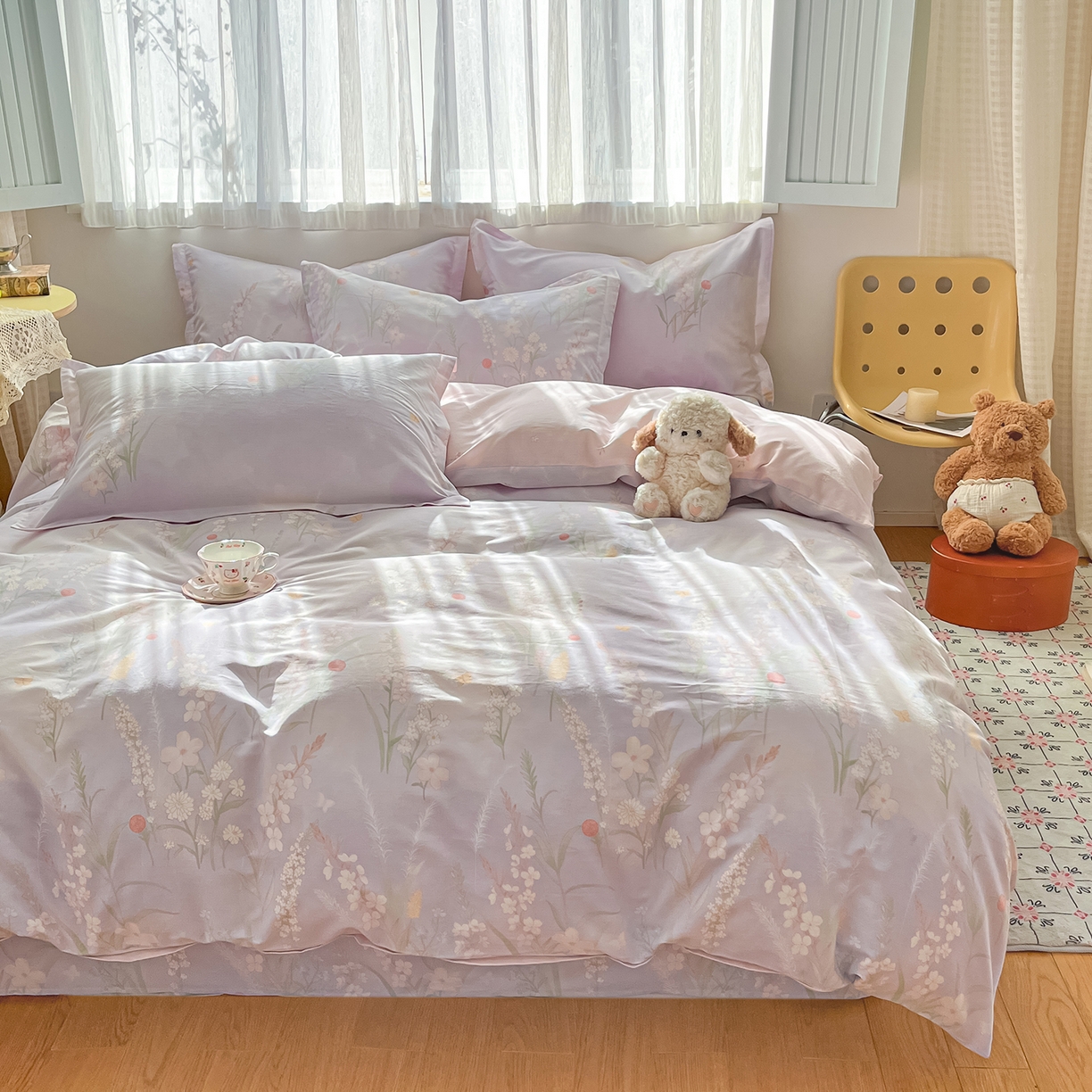 91家纺网 家纺一手货源 找家纺 花梦欣 2026新款全棉纯棉印花花卉款四件套 普罗旺斯