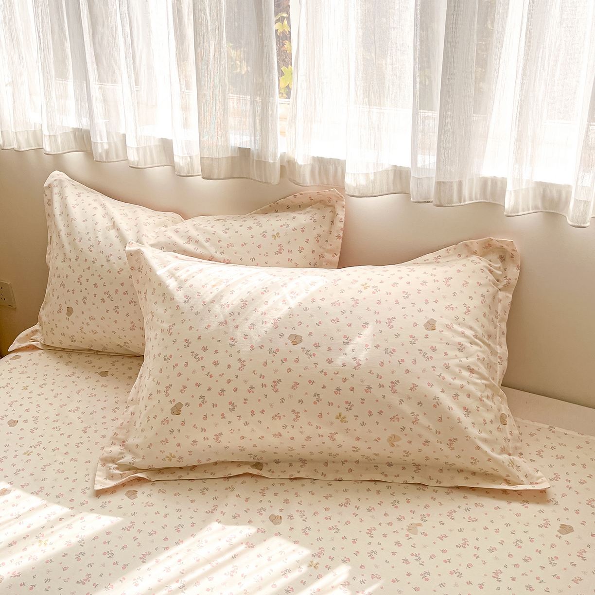 91家纺网 家纺一手货源 找家纺 花梦欣 2026新款全棉纯棉印花花卉款四件套 微花耳耳粉