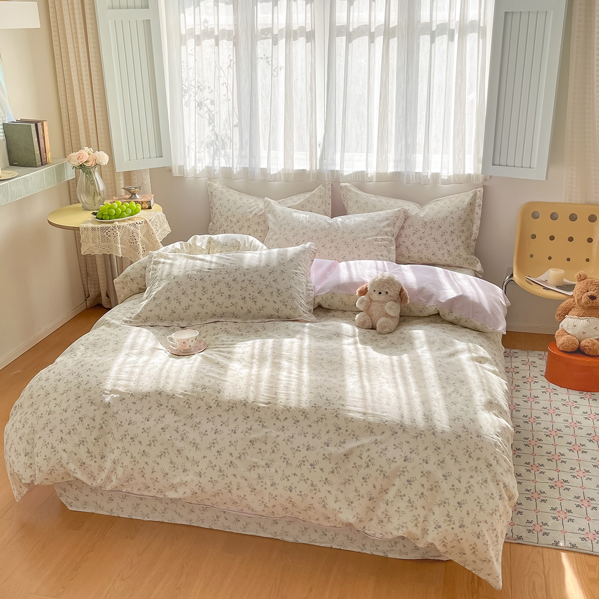 91家纺网 家纺一手货源 找家纺 花梦欣 2026新款全棉纯棉印花花卉款四件套 星辰蔷薇