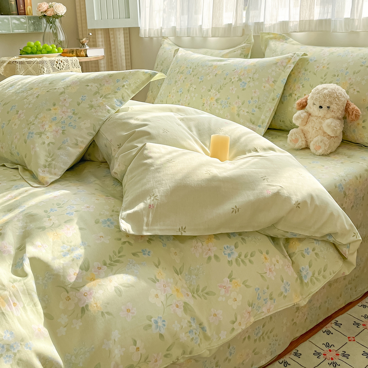 91家纺网 家纺一手货源 找家纺 花梦欣 2026新款全棉纯棉印花花卉款四件套 徐徐花开