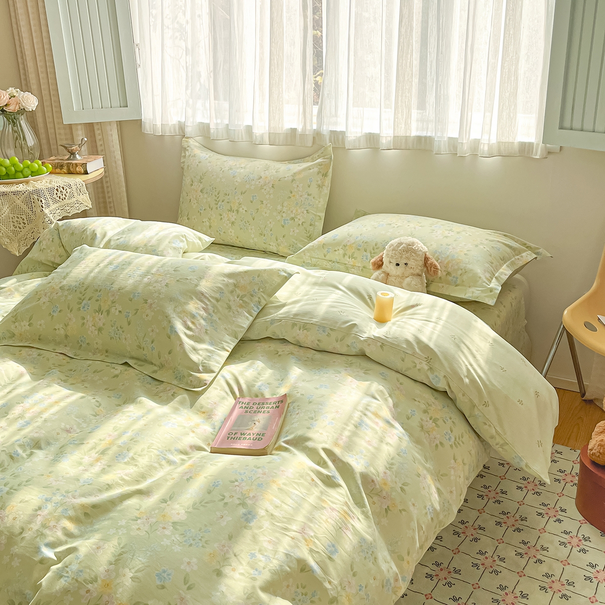 91家纺网 家纺一手货源 找家纺 花梦欣 2026新款全棉纯棉印花花卉款四件套 徐徐花开