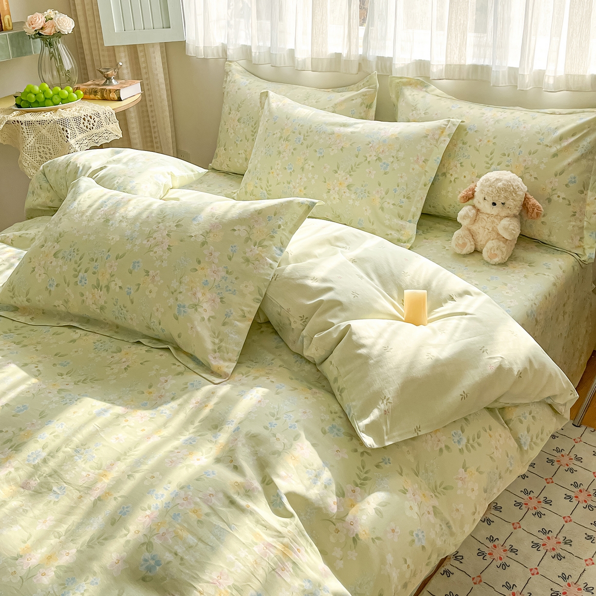 91家纺网 家纺一手货源 找家纺 花梦欣 2026新款全棉纯棉印花花卉款四件套 徐徐花开