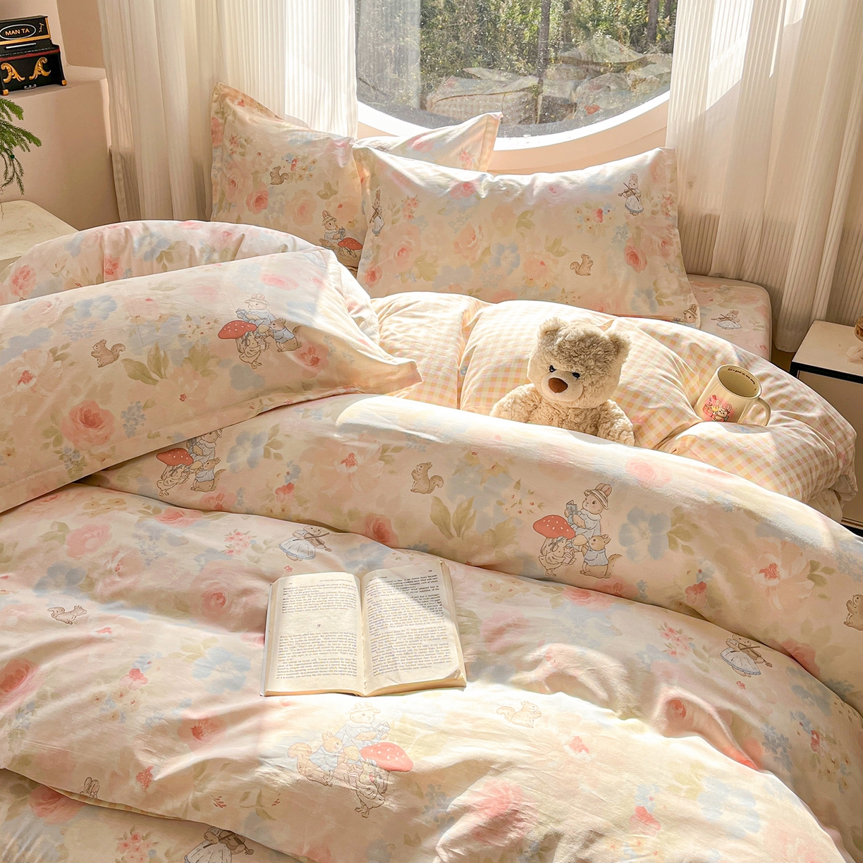 91家纺网 家纺一手货源 找家纺 花梦欣 2026新款全棉纯棉印花花卉款四件套 油画弦音