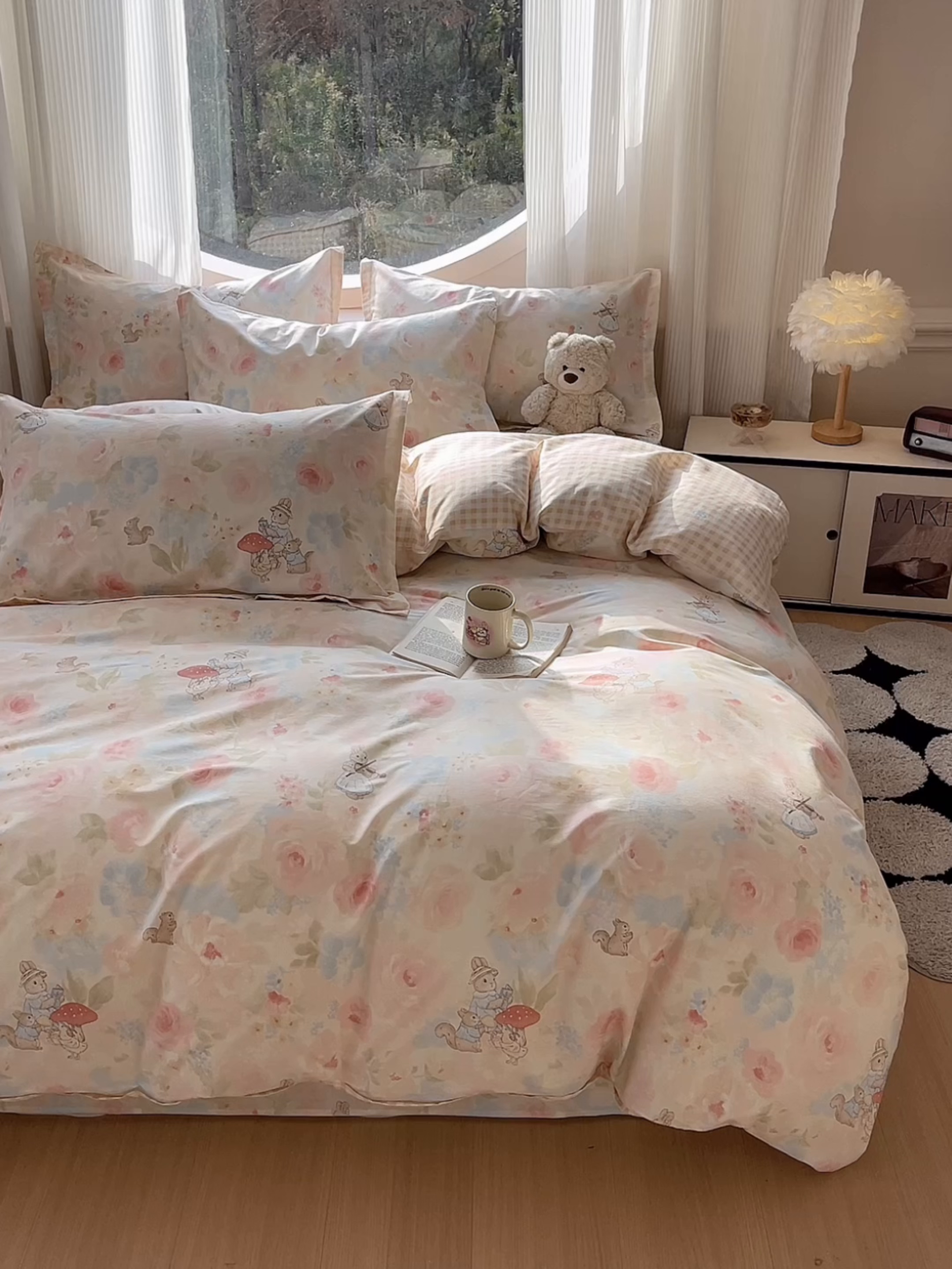 91家纺网 家纺一手货源 找家纺 花梦欣 2026新款全棉纯棉印花花卉款四件套 油画弦音