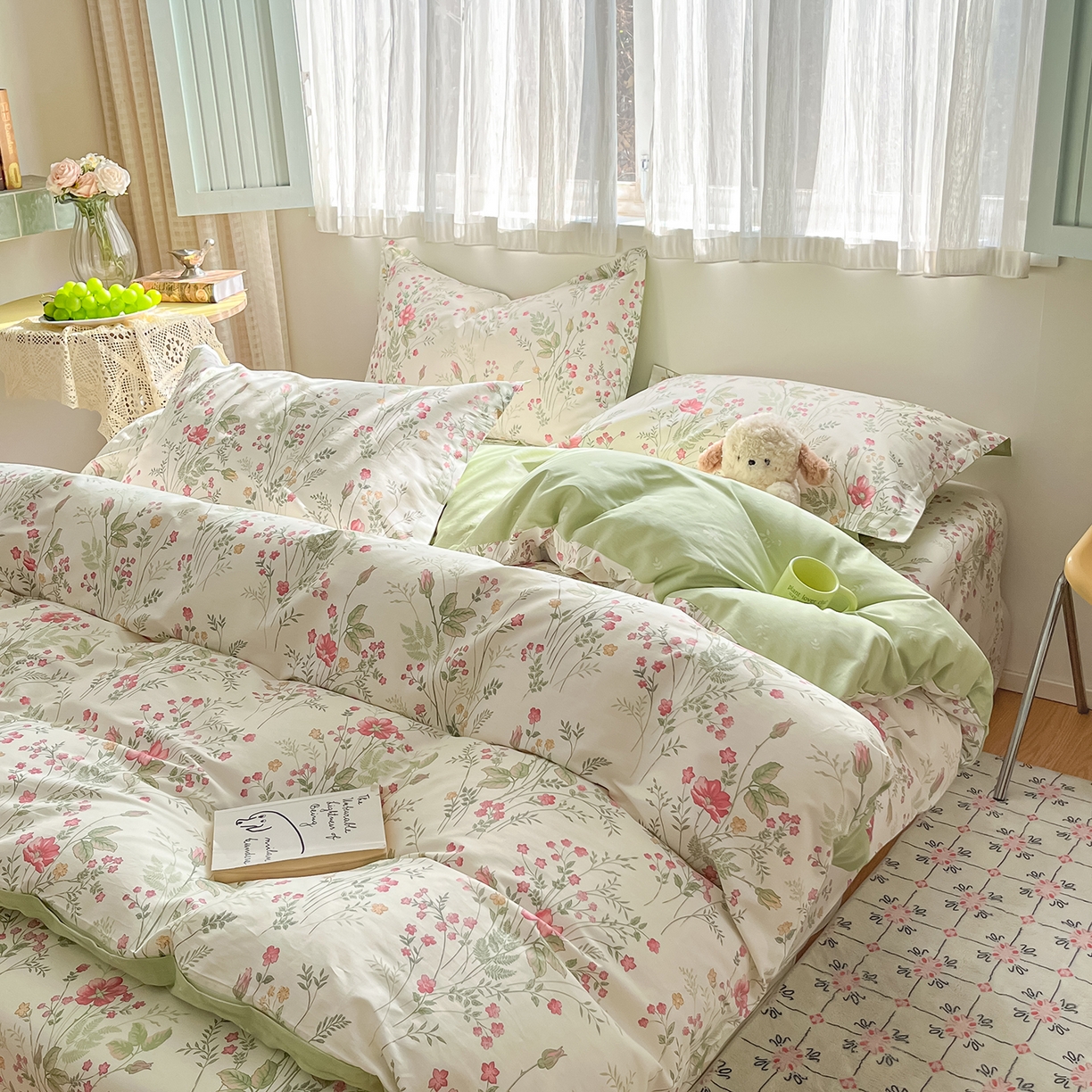 91家纺网 家纺一手货源 找家纺 花梦欣 2026新款全棉纯棉印花花卉款四件套 玉笛花间