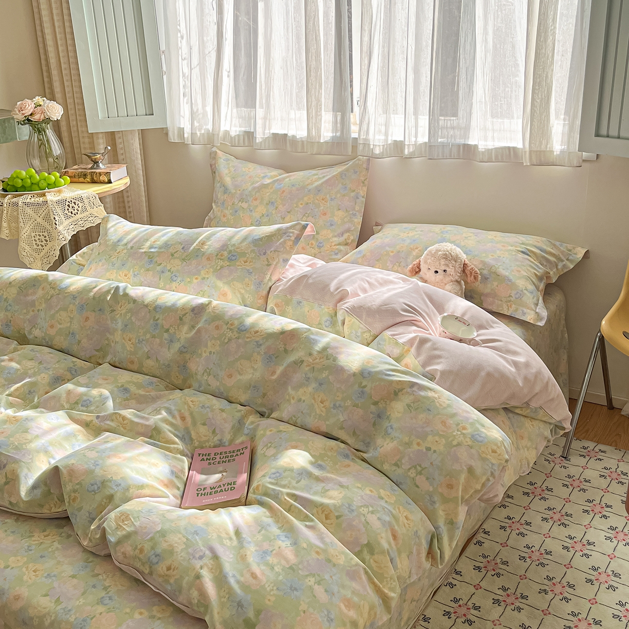 91家纺网 家纺一手货源 找家纺 花梦欣 2026新款全棉纯棉印花花卉款四件套 栀子花语