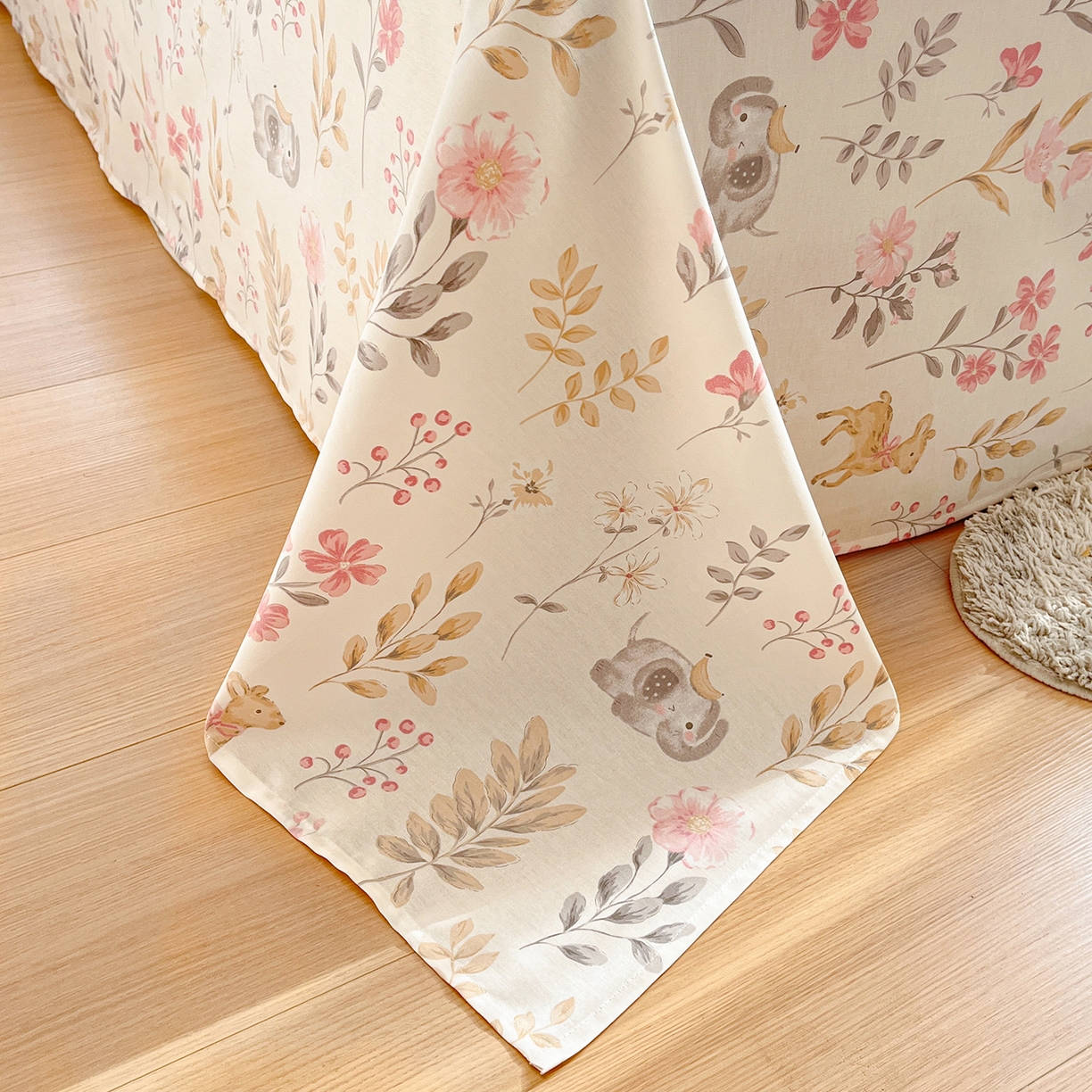 91家纺网 家纺一手货源 找家纺 花梦欣 2026新款全棉纯棉印花花卉款四件套 自然手记粉