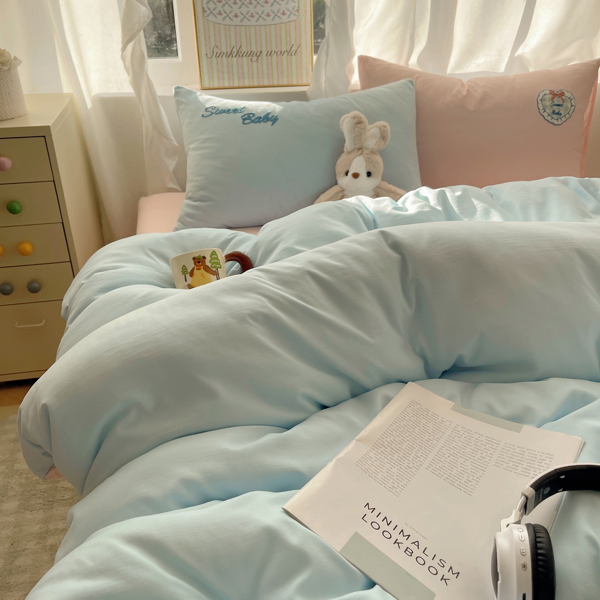 91家纺网 家纺一手货源 找家纺 （总）韩都家居 2026春夏新款卡通云朵棉毛巾绣四件套-系列一