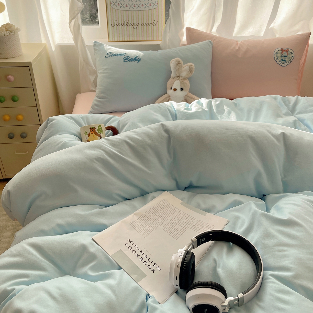 91家纺网 家纺一手货源 找家纺 （总）韩都家居 2026春夏新款卡通云朵棉毛巾绣四件套-系列一