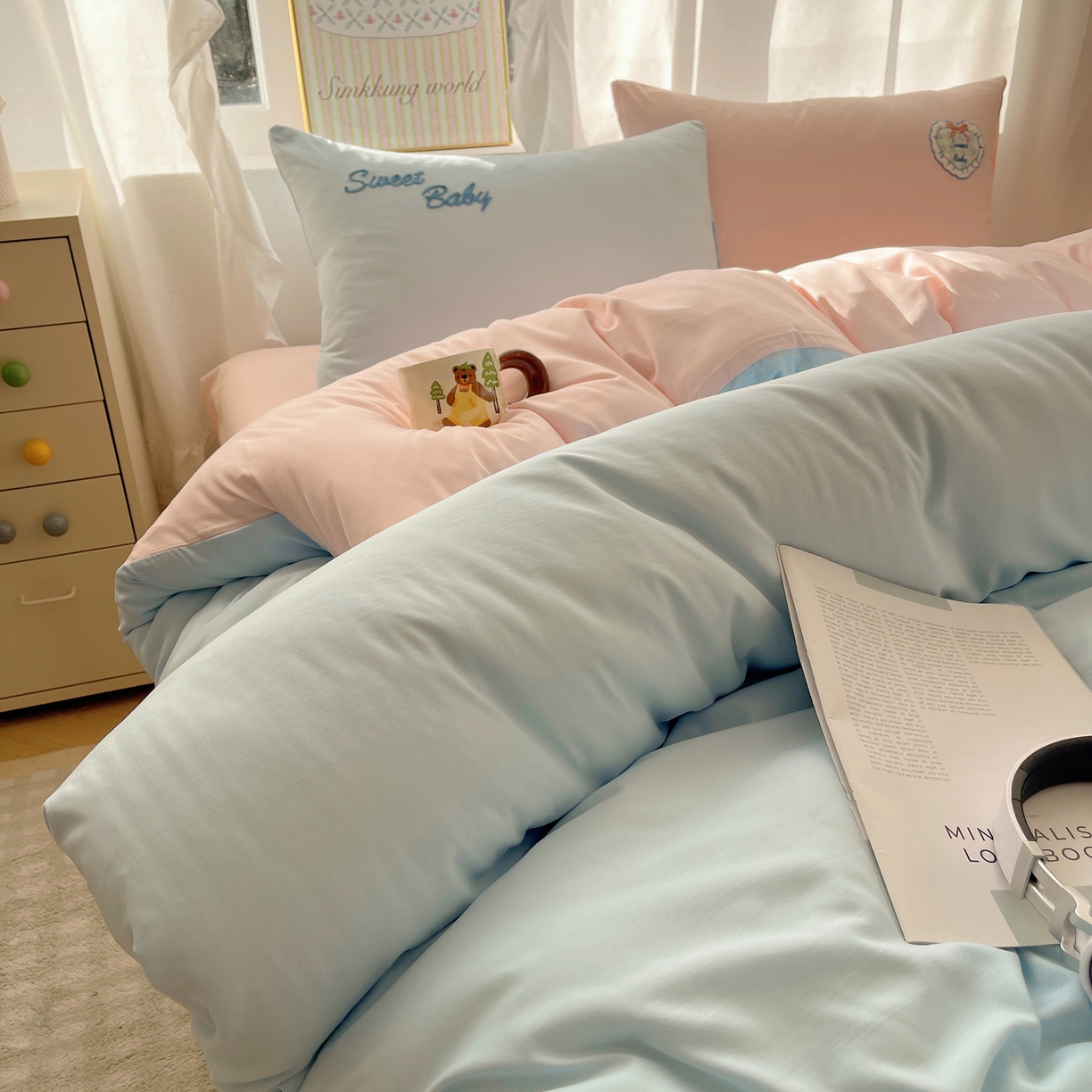 91家纺网 家纺一手货源 找家纺 （总）韩都家居 2026春夏新款卡通云朵棉毛巾绣四件套-系列一