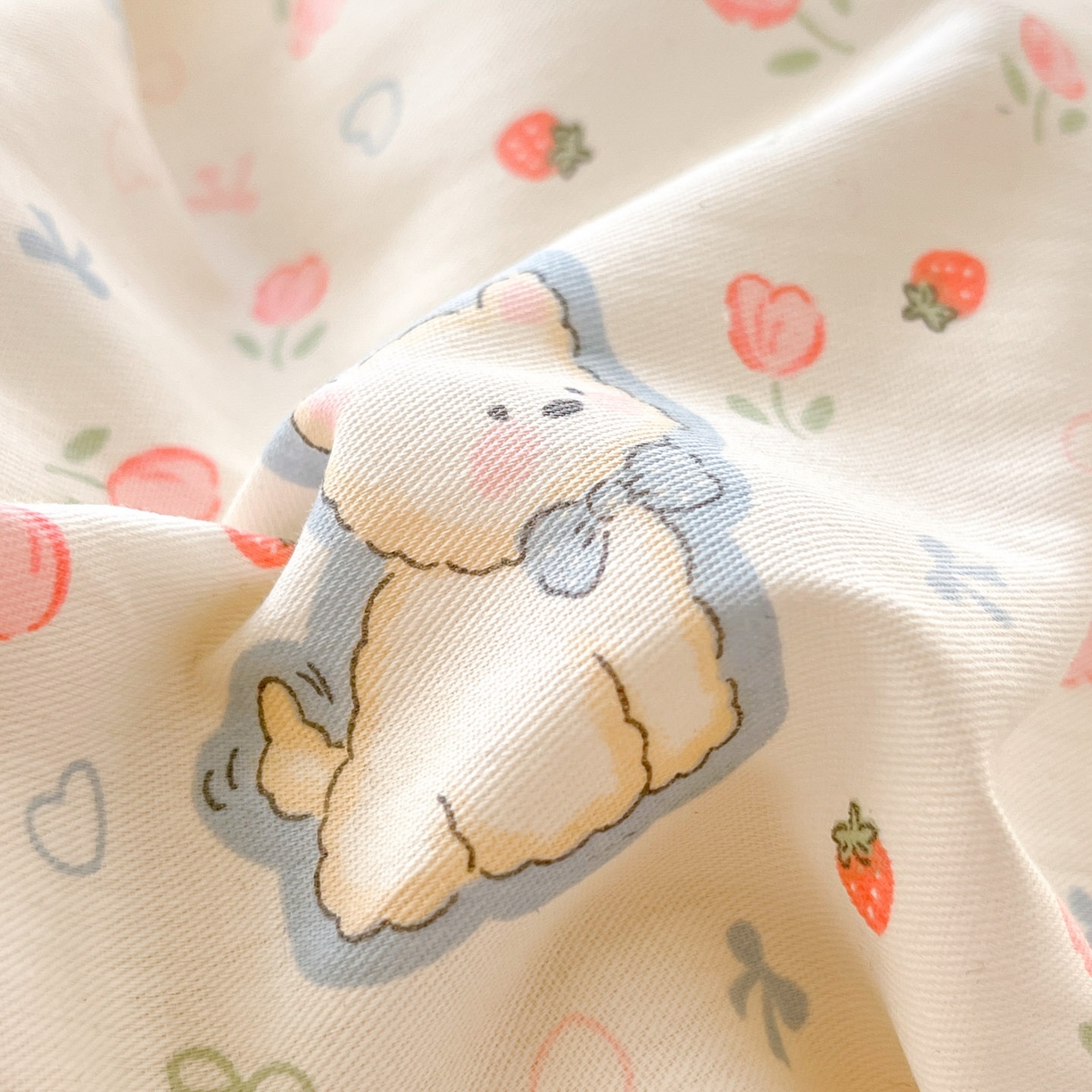 91家纺网 家纺一手货源 找家纺 莱通家纺 2026春夏新款全棉12868印花四件套单品系列-单被套 玫瑰小狗