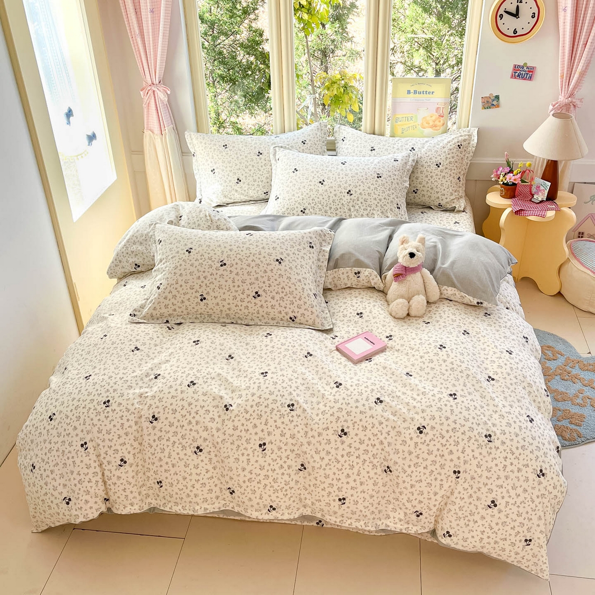 91家纺网 家纺一手货源 找家纺 莱通家纺 2026春夏新款全棉12868印花四件套单品系列-单被套 墨兰樱桃