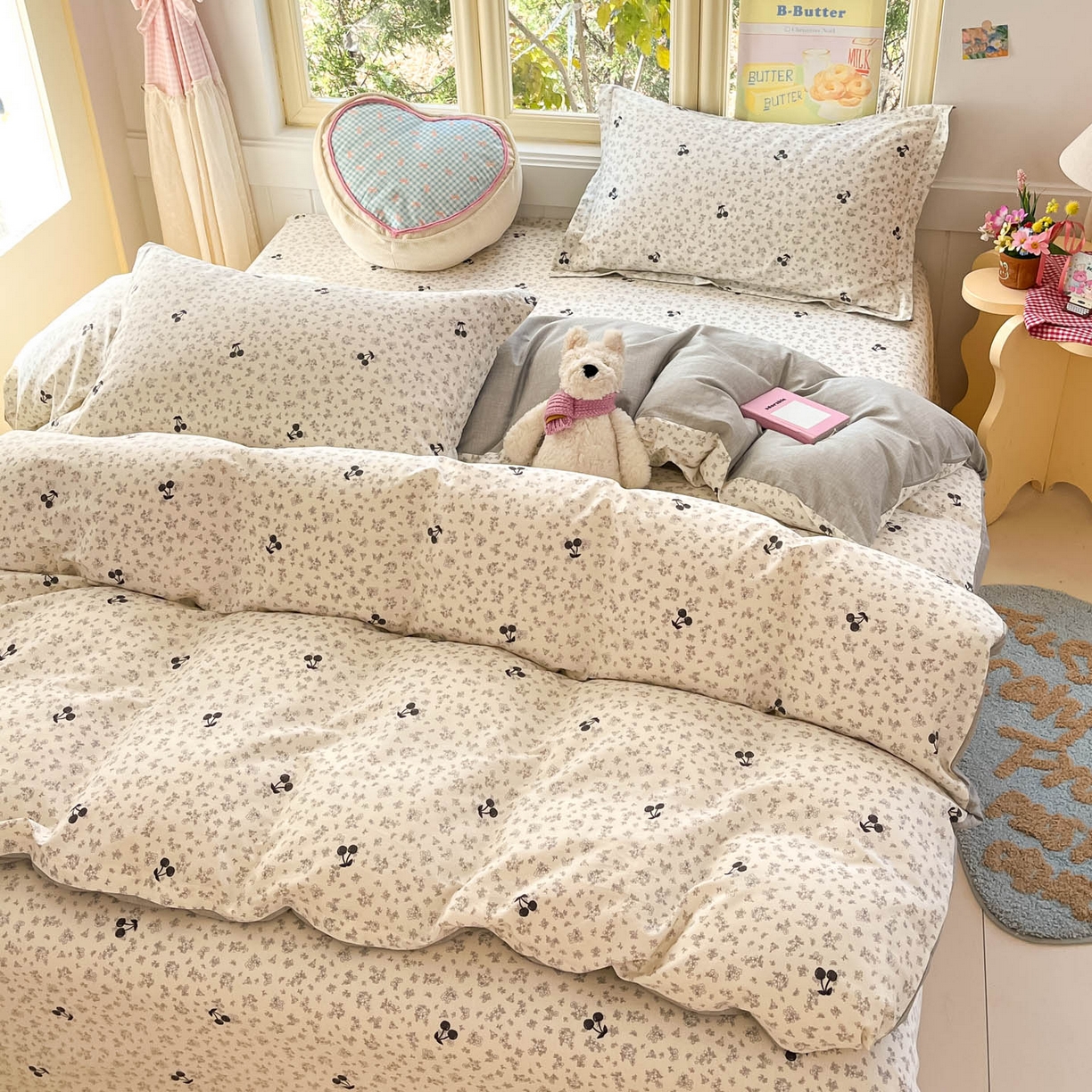 91家纺网 家纺一手货源 找家纺 莱通家纺 2026春夏新款全棉12868印花四件套单品系列-单被套 墨兰樱桃