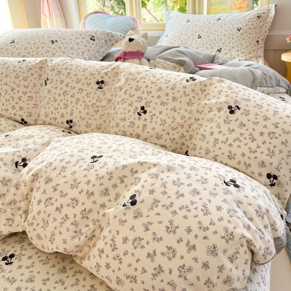 91家纺网 家纺一手货源 找家纺 莱通家纺 2026春夏新款全棉12868印花四件套单品系列-单被套 墨兰樱桃