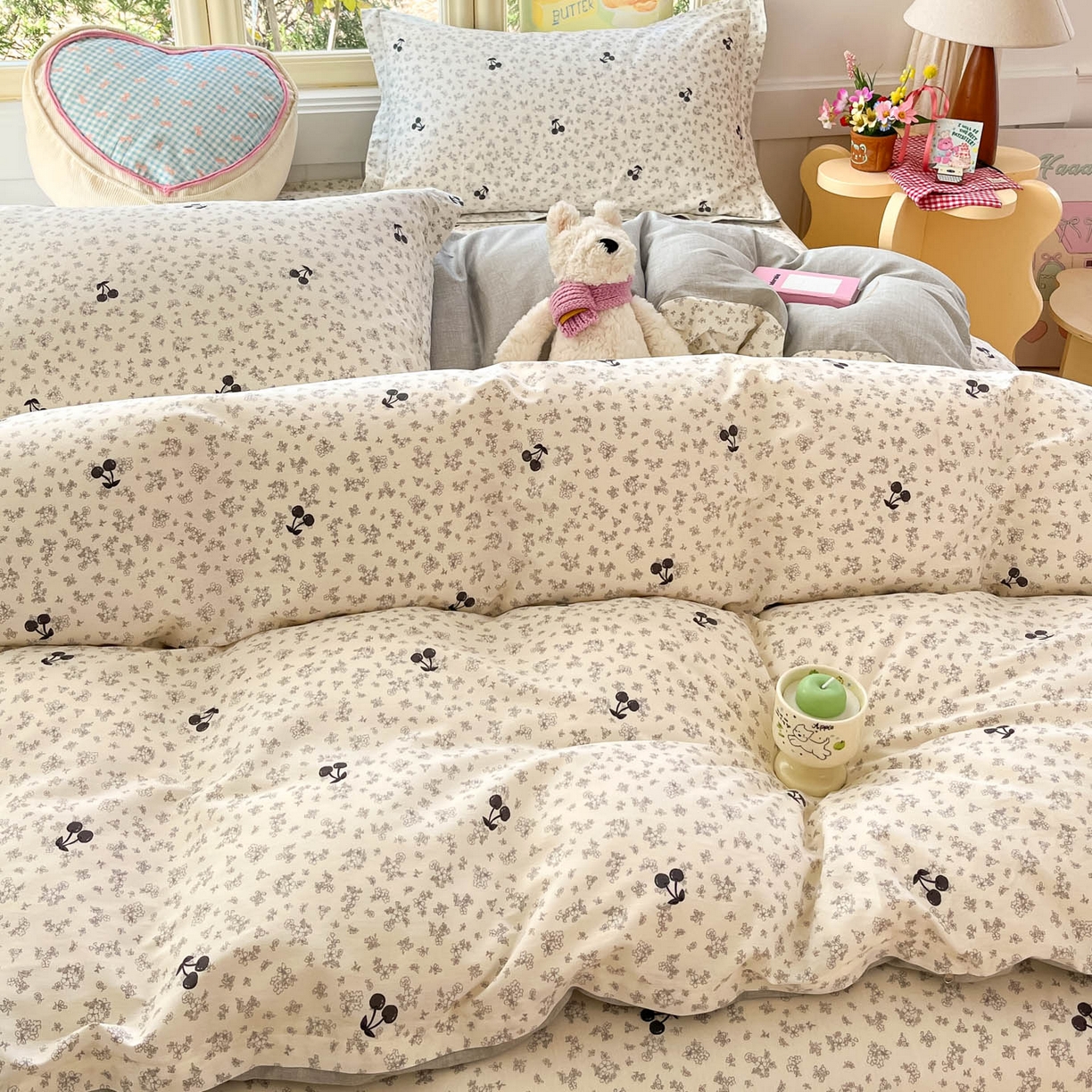 91家纺网 家纺一手货源 找家纺 莱通家纺 2026春夏新款全棉12868印花四件套单品系列-单被套 墨兰樱桃