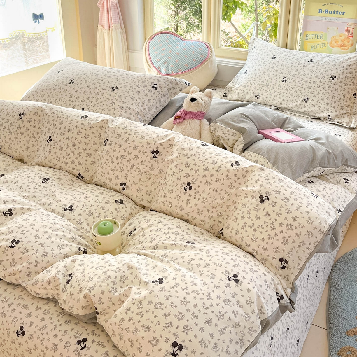 91家纺网 家纺一手货源 找家纺 莱通家纺 2026春夏新款全棉12868印花四件套单品系列-单被套 墨兰樱桃