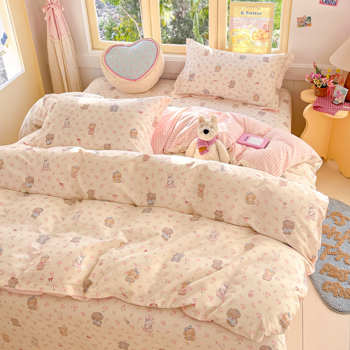 91家纺网 家纺一手货源 找家纺 莱通家纺 2026春夏新款全棉12868印花四件套单品系列-单被套 奶酪幼儿园