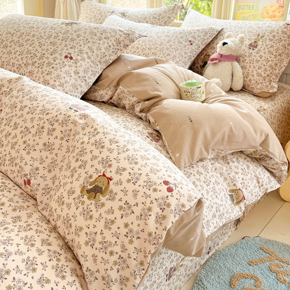 莱通家纺 2026春夏新款全棉12868印花四件套单品系列-单被套 帕丁顿兔兔