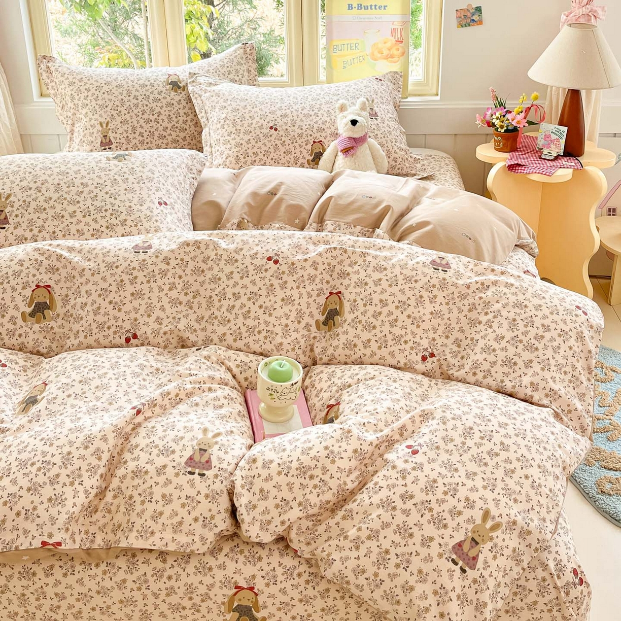 91家纺网 家纺一手货源 找家纺 莱通家纺 2026春夏新款全棉12868印花四件套单品系列-单被套 帕丁顿兔兔