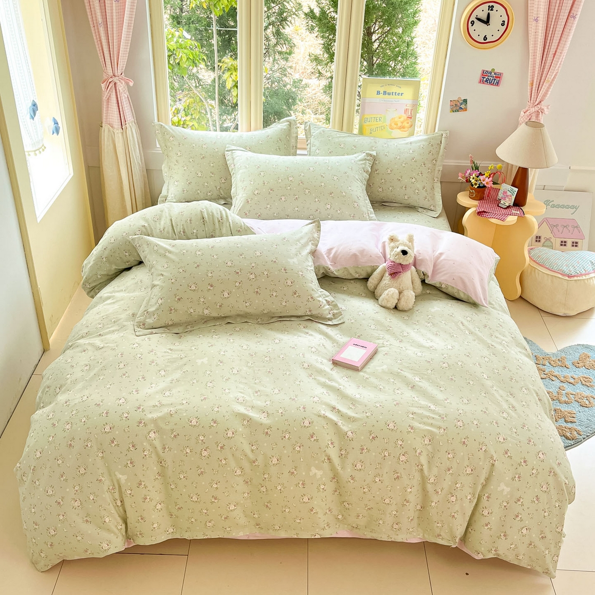 91家纺网 家纺一手货源 找家纺 莱通家纺 2026春夏新款全棉12868印花四件套单品系列-单被套 浅夏雏菊