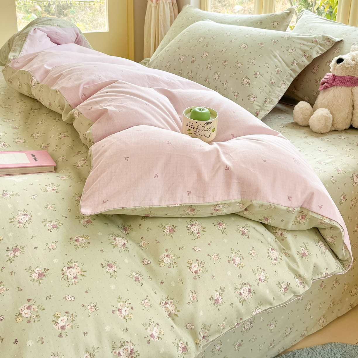 91家纺网 家纺一手货源 找家纺 莱通家纺 2026春夏新款全棉12868印花四件套单品系列-单被套 浅夏雏菊