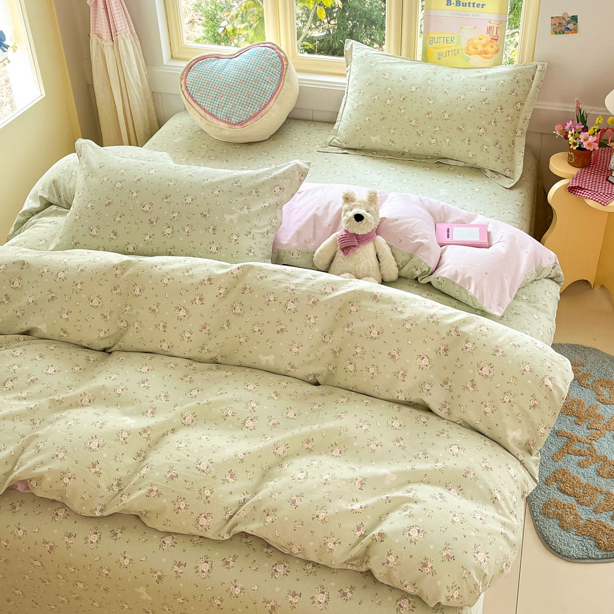 91家纺网 家纺一手货源 找家纺 莱通家纺 2026春夏新款全棉12868印花四件套单品系列-单被套 浅夏雏菊