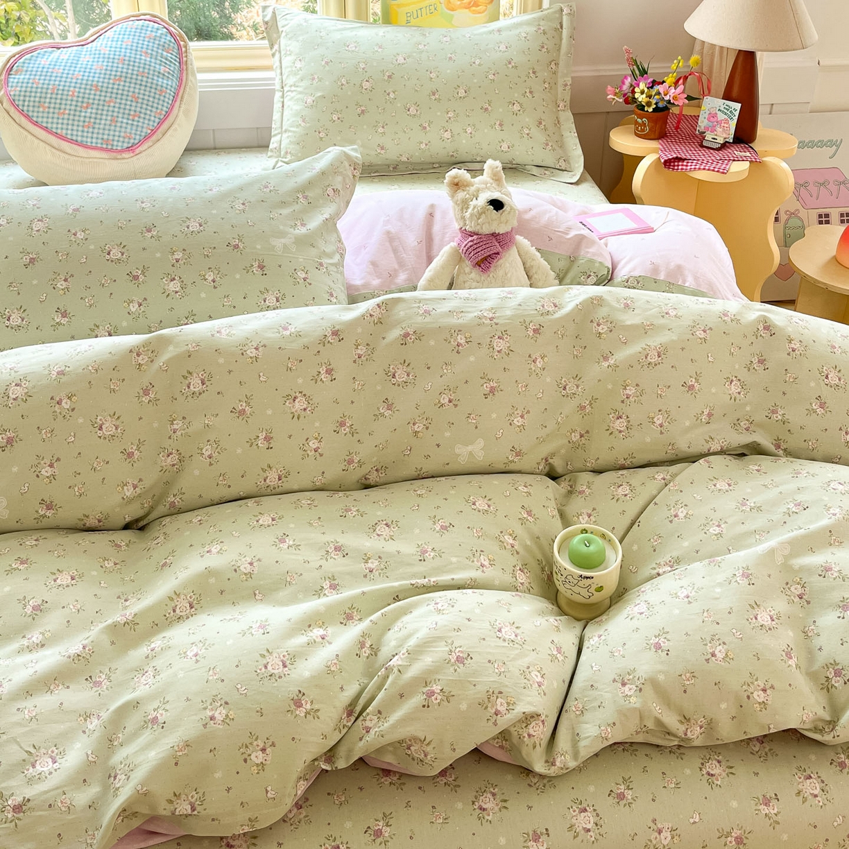 91家纺网 家纺一手货源 找家纺 莱通家纺 2026春夏新款全棉12868印花四件套单品系列-单被套 浅夏雏菊