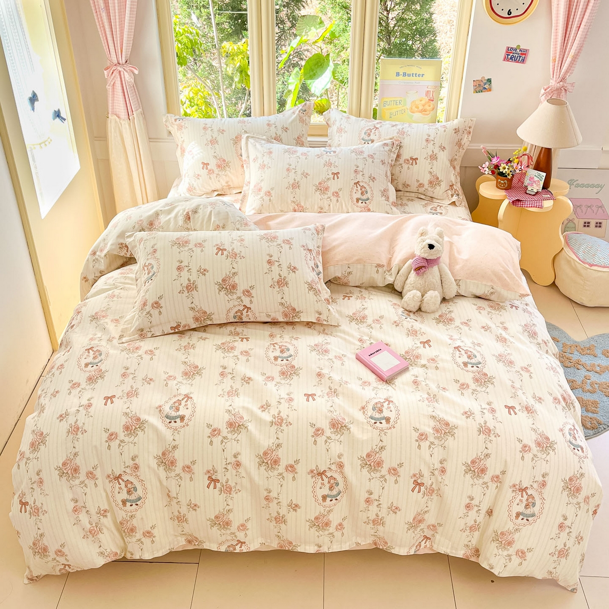 91家纺网 家纺一手货源 找家纺 莱通家纺 2026春夏新款全棉12868印花四件套单品系列-单被套 蔷薇姑娘