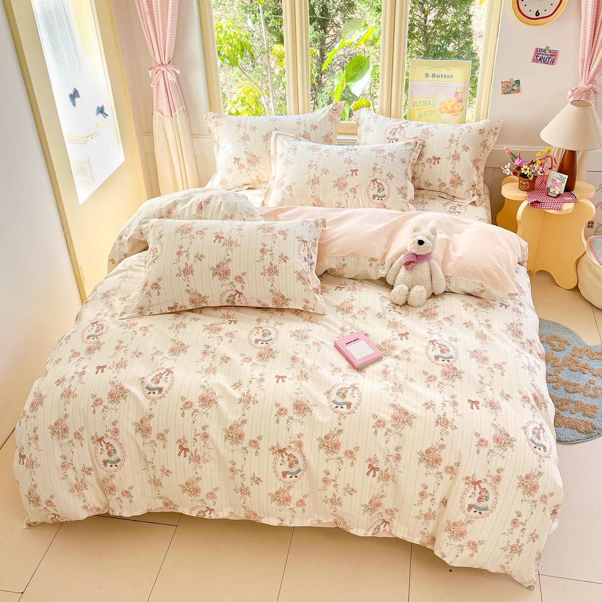 91家纺网 家纺一手货源 找家纺 莱通家纺 2026春夏新款全棉12868印花四件套单品系列-单被套 蔷薇姑娘