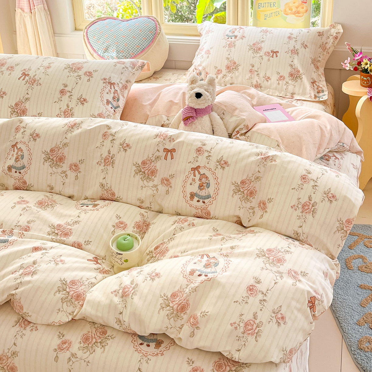 91家纺网 家纺一手货源 找家纺 莱通家纺 2026春夏新款全棉12868印花四件套单品系列-单被套 蔷薇姑娘