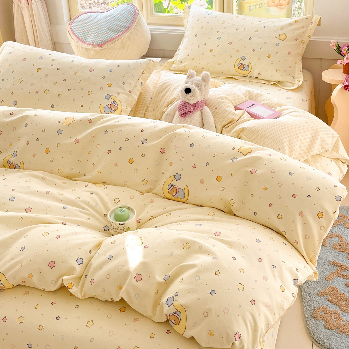 91家纺网 家纺一手货源 找家纺 莱通家纺 2026春夏新款全棉12868印花四件套单品系列-单被套 睡梦熊