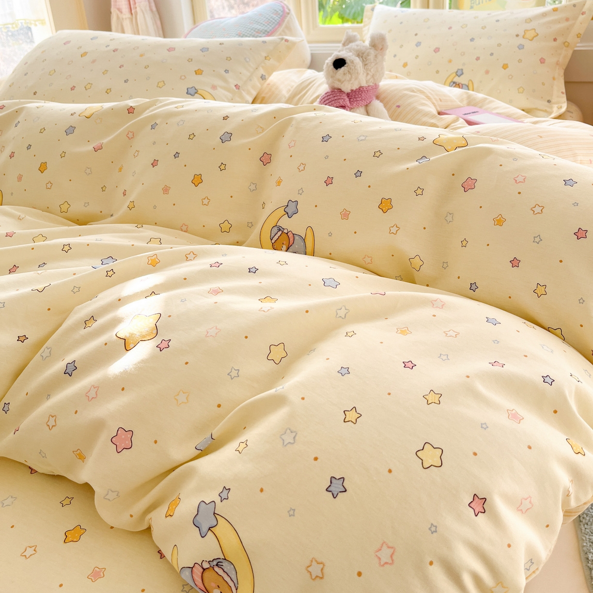 91家纺网 家纺一手货源 找家纺 莱通家纺 2026春夏新款全棉12868印花四件套单品系列-单被套 睡梦熊