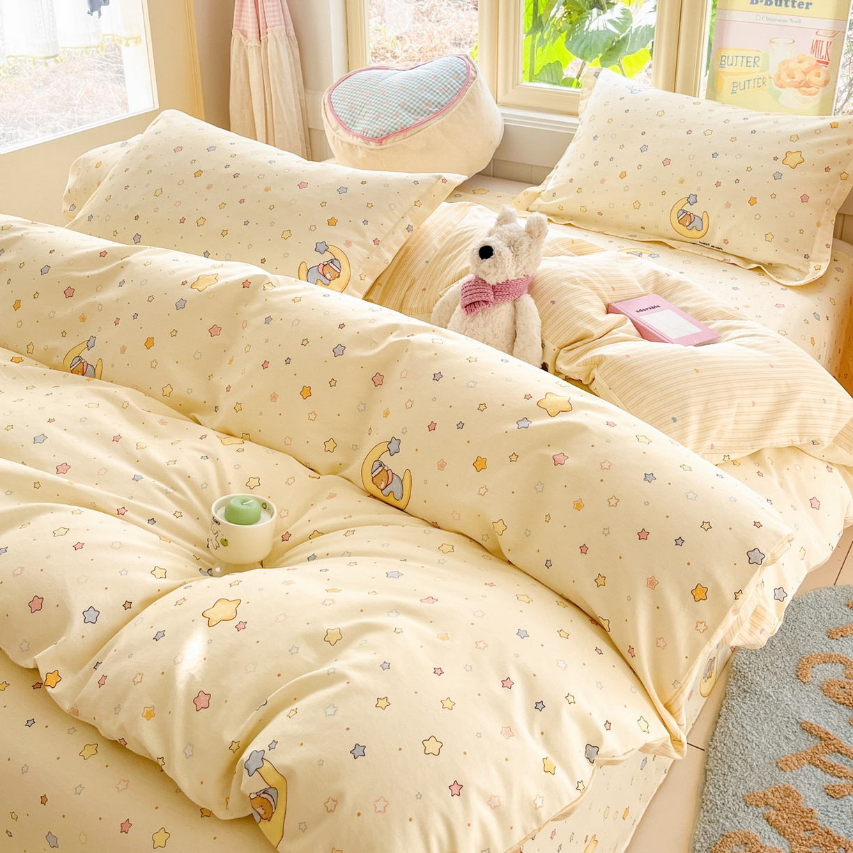 91家纺网 家纺一手货源 找家纺 莱通家纺 2026春夏新款全棉12868印花四件套单品系列-单被套 睡梦熊