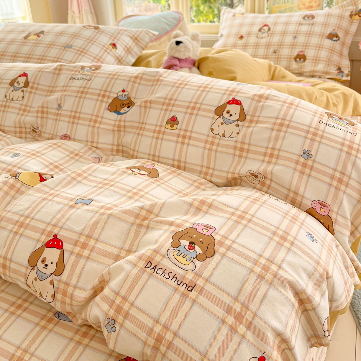 91家纺网 家纺一手货源 找家纺 莱通家纺 2026春夏新款全棉12868印花四件套单品系列-单被套 柯基小屋