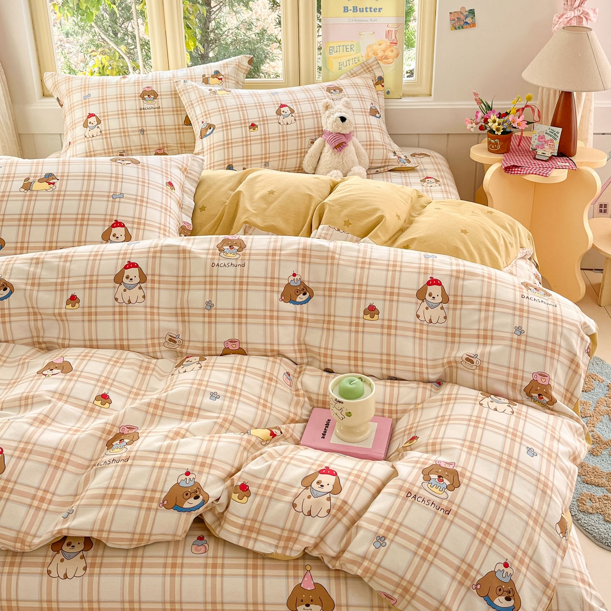 91家纺网 家纺一手货源 找家纺 莱通家纺 2026春夏新款全棉12868印花四件套单品系列-单被套 柯基小屋