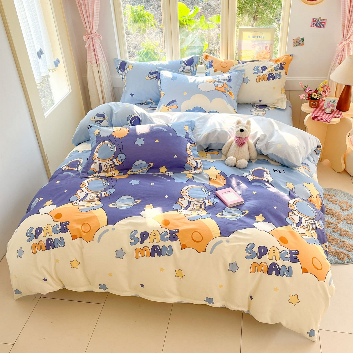 91家纺网 家纺一手货源 找家纺 莱通家纺 2026春夏新款全棉12868印花四件套单品系列-单被套 太空梦乐园