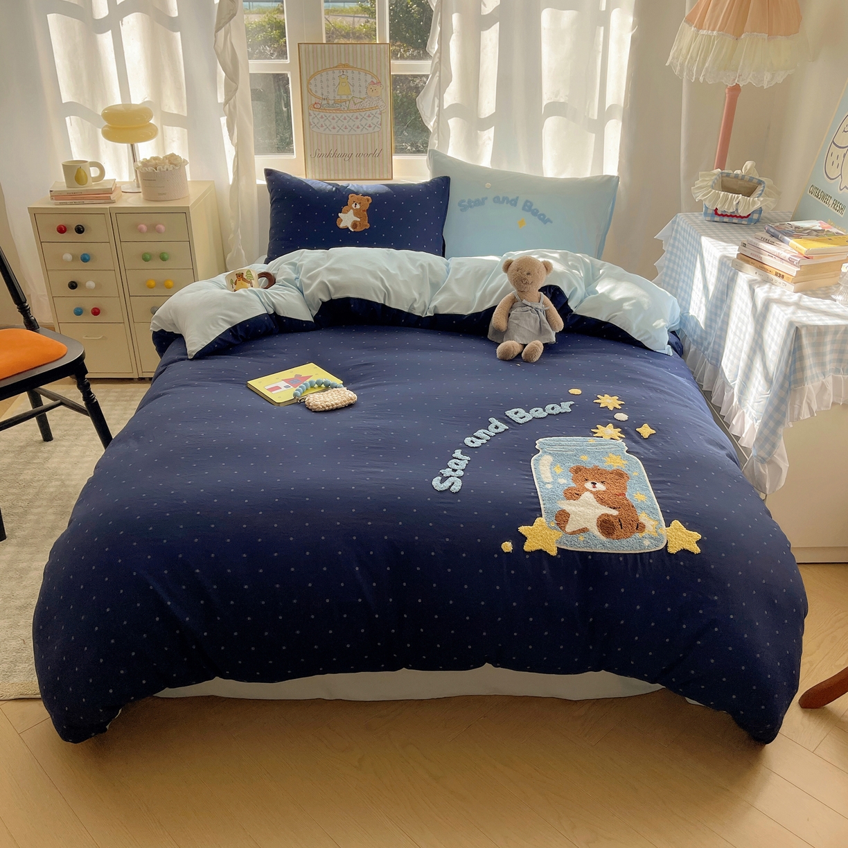 91家纺网 家纺一手货源 找家纺 韩都家居 2026春夏新款卡通云朵棉毛巾绣四件套-系列一 许愿熊