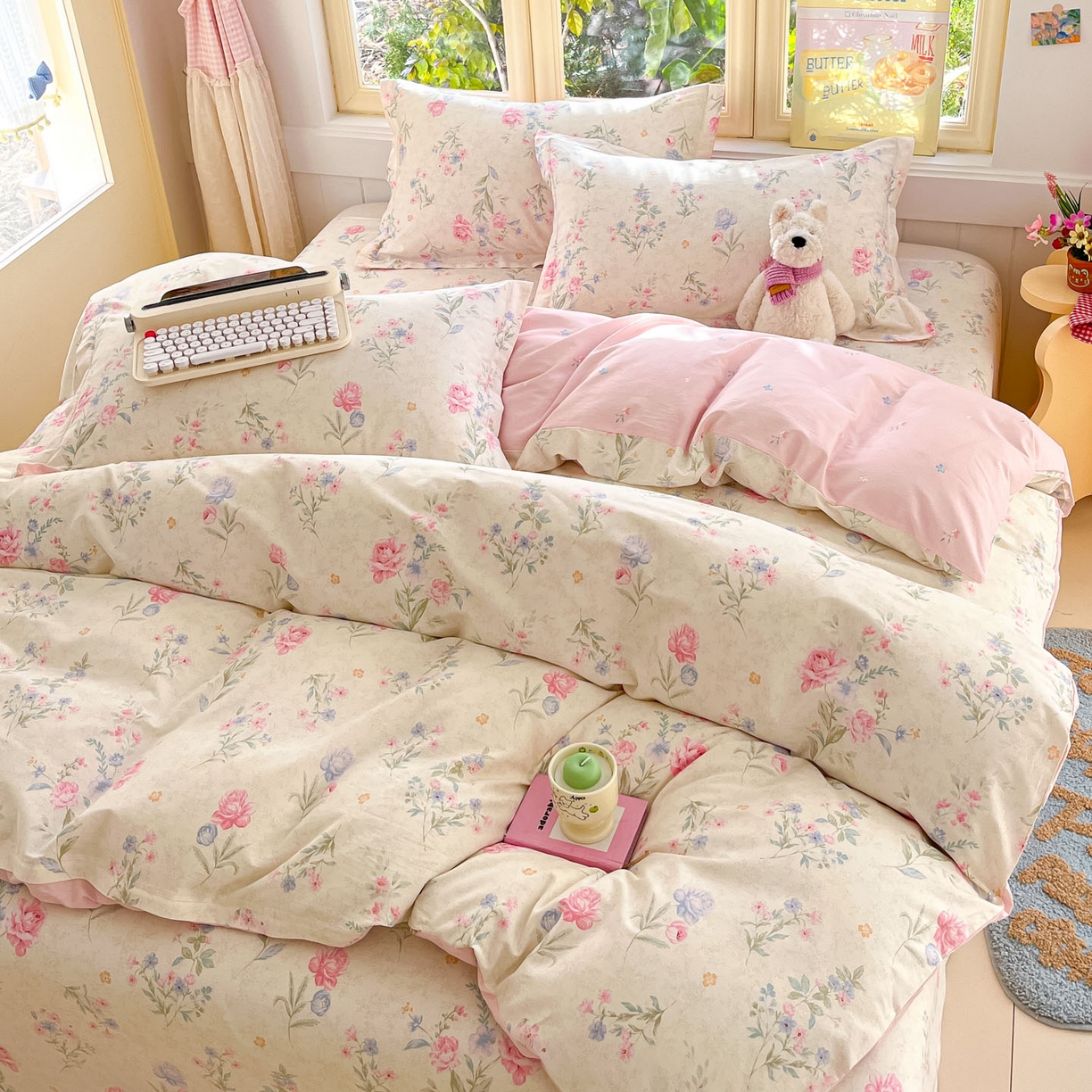 91家纺网 家纺一手货源 找家纺 莱通家纺 2026春夏新款全棉12868印花四件套单品系列-单被套 芜晴花