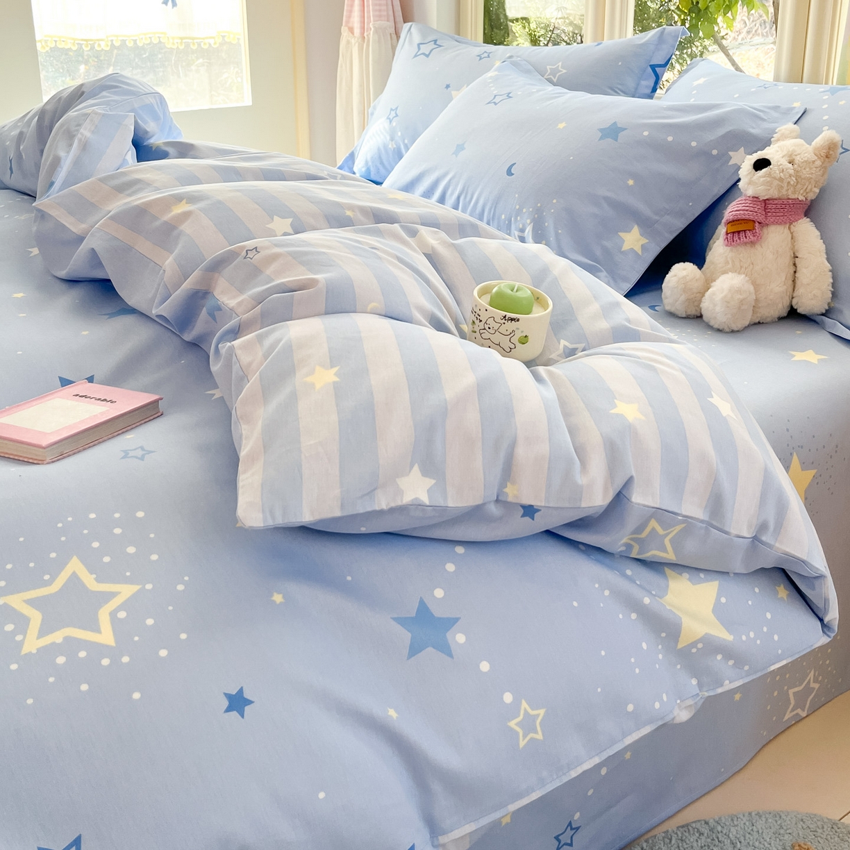 91家纺网 家纺一手货源 找家纺 莱通家纺 2026春夏新款全棉12868印花四件套单品系列-单被套 五星集