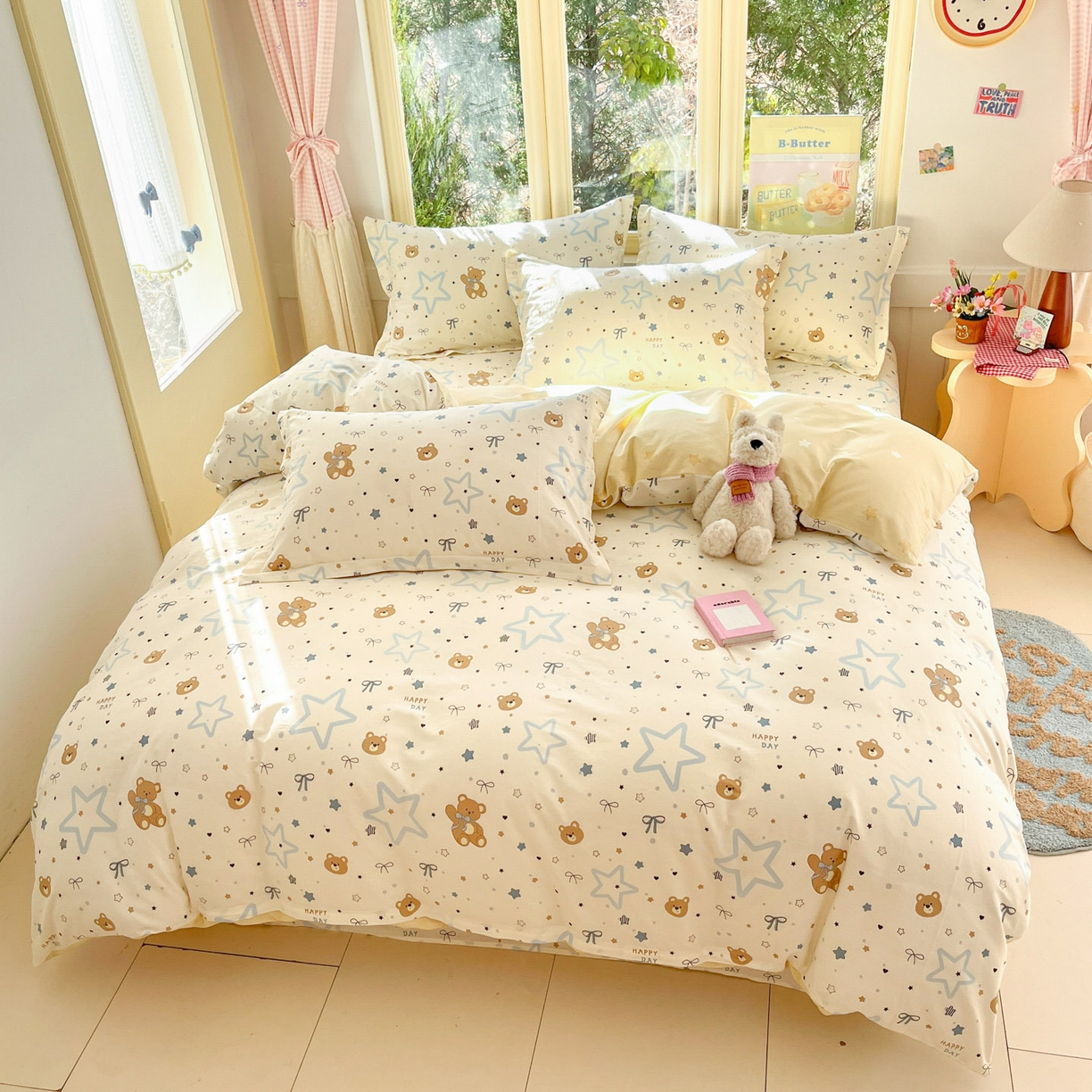 91家纺网 家纺一手货源 找家纺 莱通家纺 2026春夏新款全棉12868印花四件套单品系列-单被套 小熊天文馆