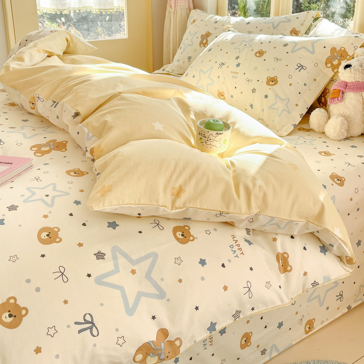 91家纺网 家纺一手货源 找家纺 莱通家纺 2026春夏新款全棉12868印花四件套单品系列-单被套 小熊天文馆