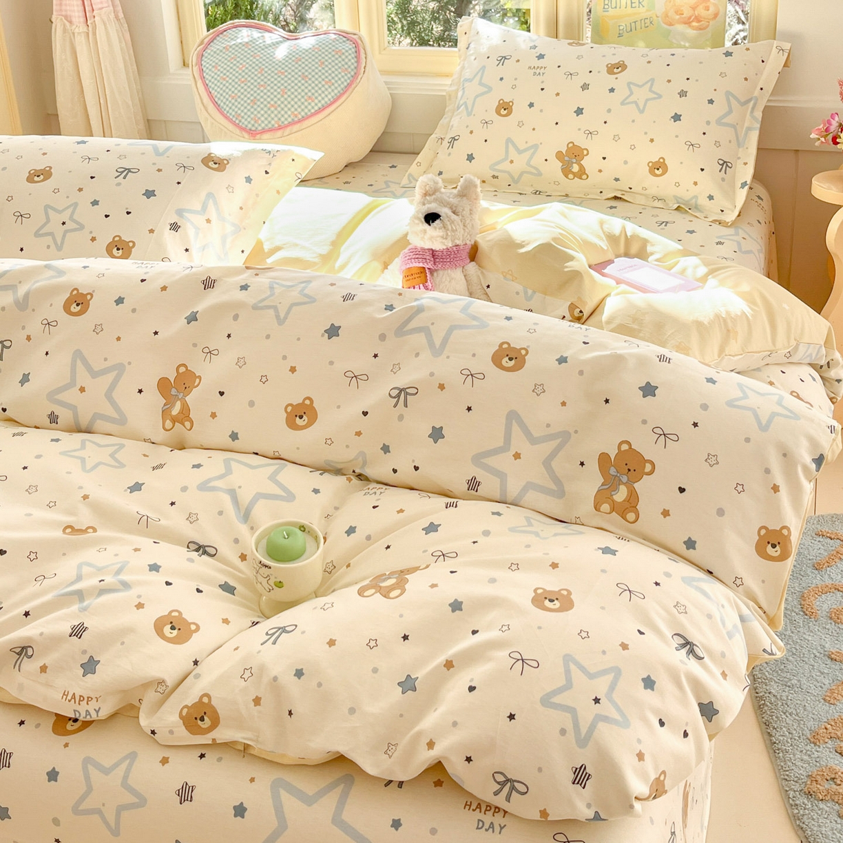 91家纺网 家纺一手货源 找家纺 莱通家纺 2026春夏新款全棉12868印花四件套单品系列-单被套 小熊天文馆