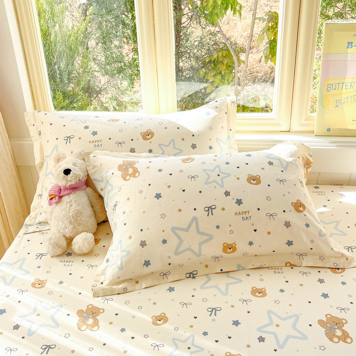 91家纺网 家纺一手货源 找家纺 莱通家纺 2026春夏新款全棉12868印花四件套单品系列-单被套 小熊天文馆