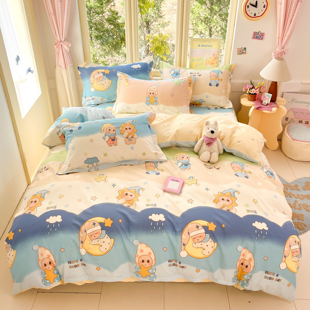 91家纺网 家纺一手货源 找家纺 莱通家纺 2026春夏新款全棉12868印花四件套单品系列-单被套 星梦童话