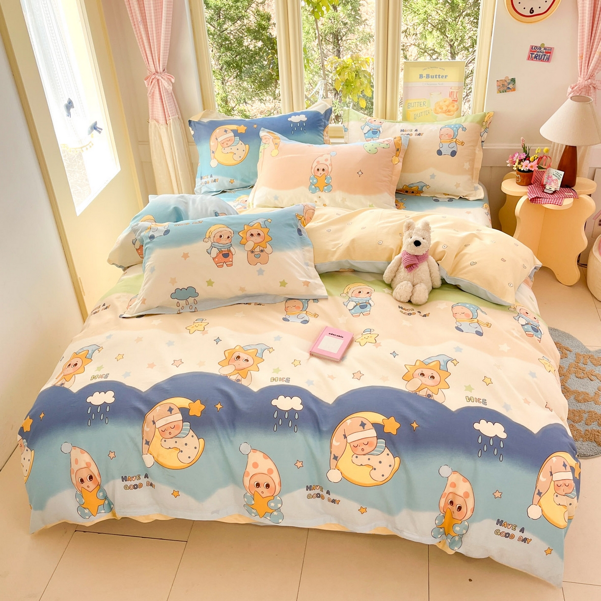 91家纺网 家纺一手货源 找家纺 莱通家纺 2026春夏新款全棉12868印花四件套单品系列-单被套 星梦童话