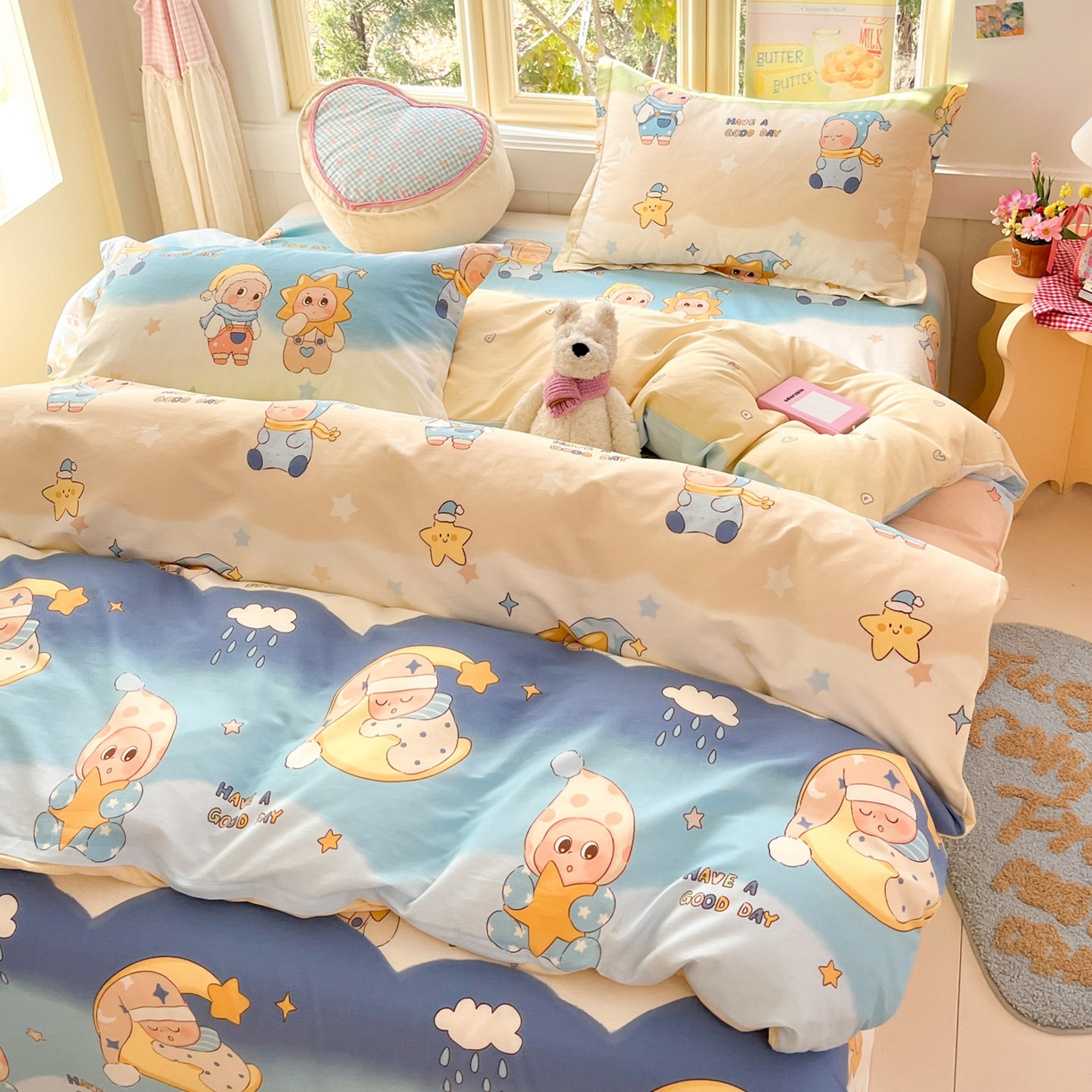 91家纺网 家纺一手货源 找家纺 莱通家纺 2026春夏新款全棉12868印花四件套单品系列-单被套 星梦童话