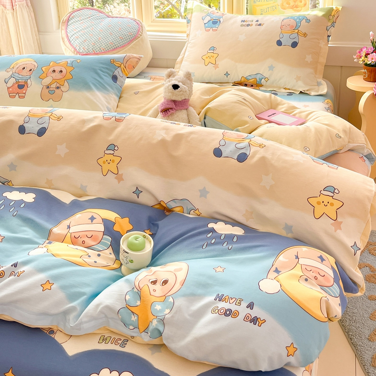 91家纺网 家纺一手货源 找家纺 莱通家纺 2026春夏新款全棉12868印花四件套单品系列-单被套 星梦童话