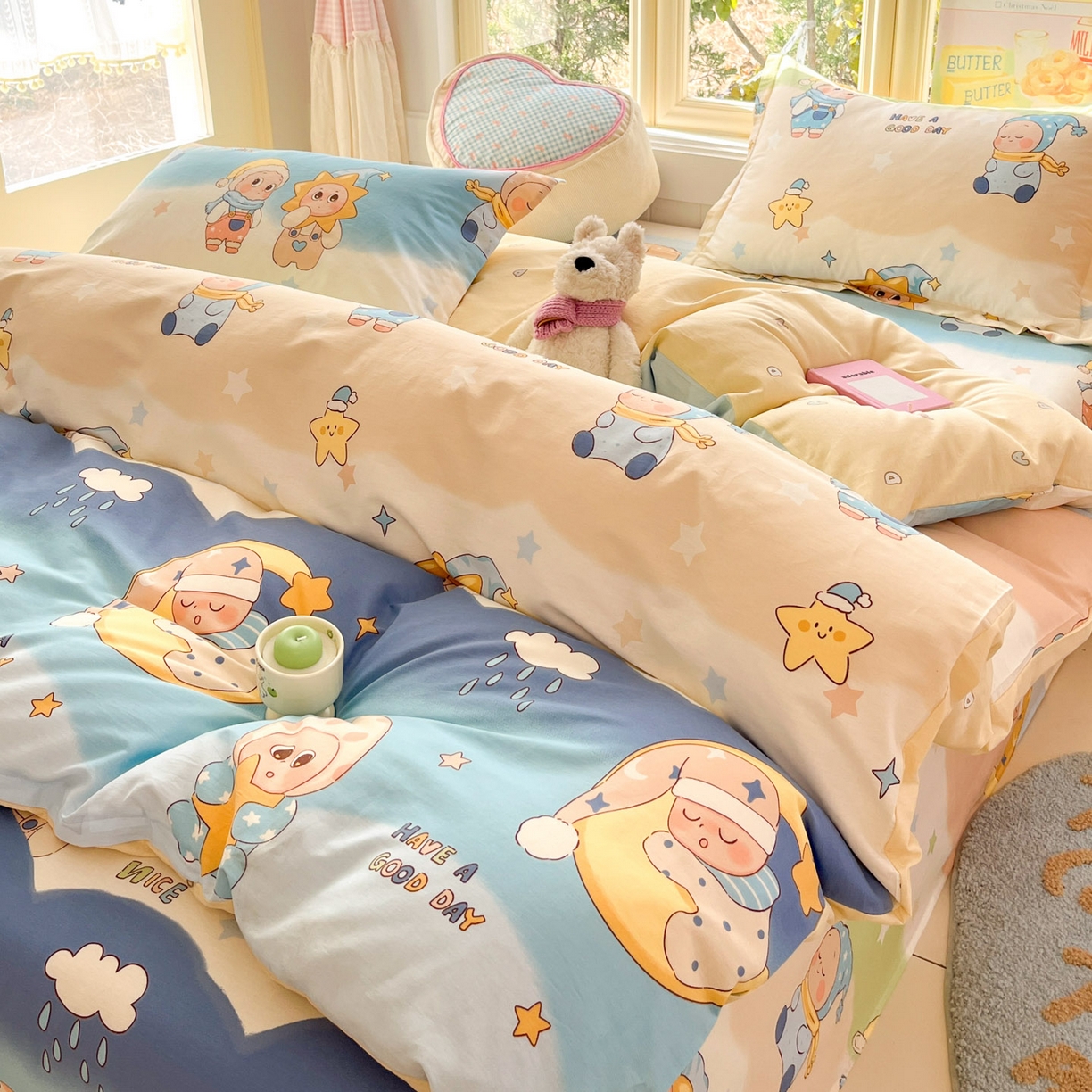 91家纺网 家纺一手货源 找家纺 莱通家纺 2026春夏新款全棉12868印花四件套单品系列-单被套 星梦童话