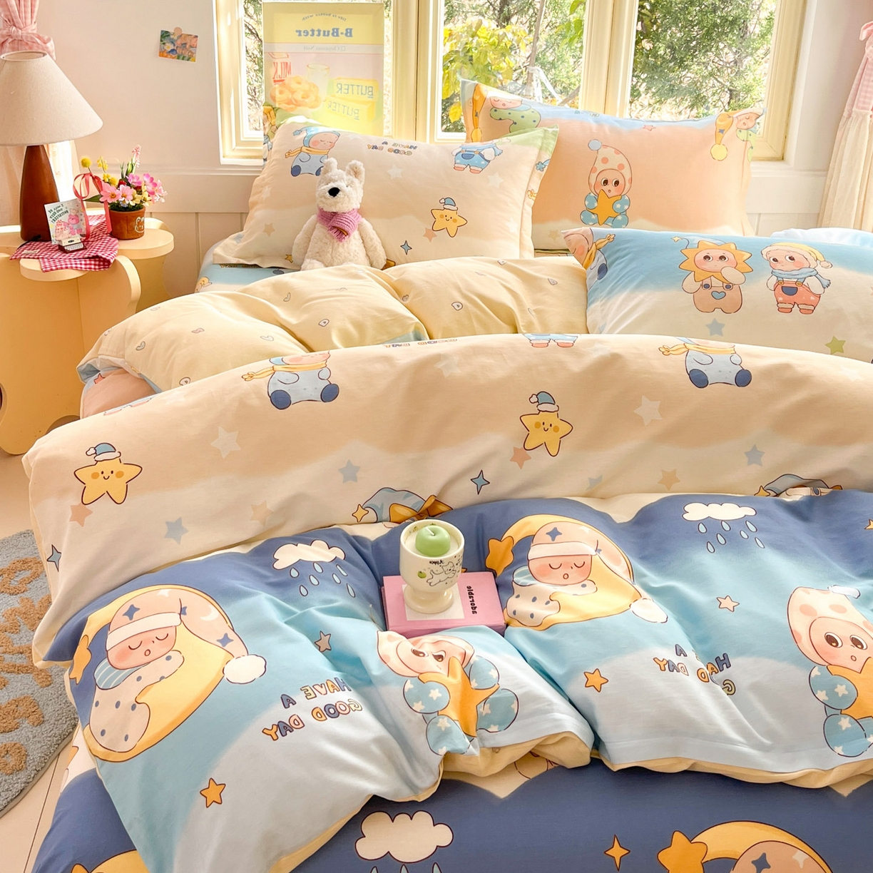 91家纺网 家纺一手货源 找家纺 莱通家纺 2026春夏新款全棉12868印花四件套单品系列-单被套 星梦童话