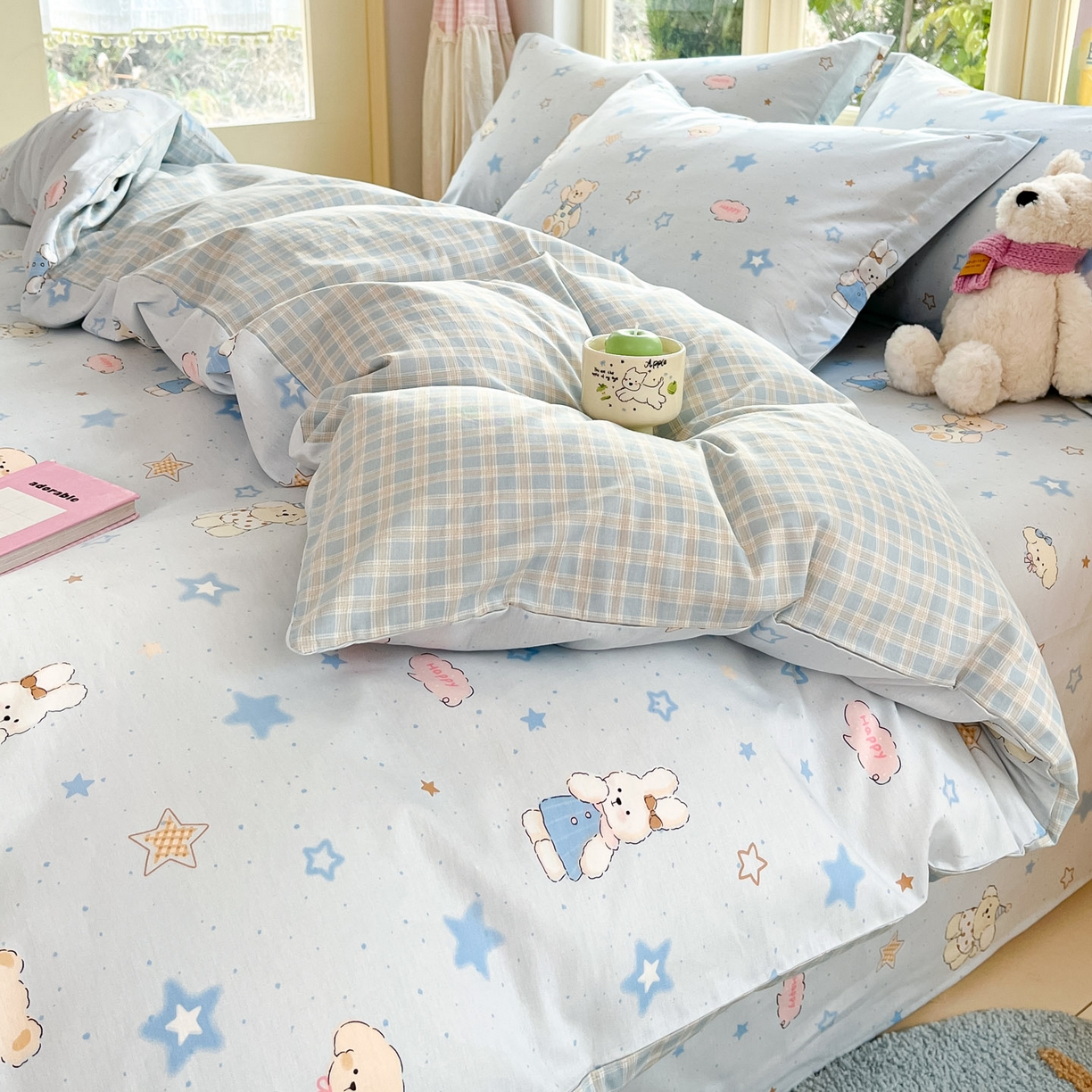 91家纺网 家纺一手货源 找家纺 莱通家纺 2026春夏新款全棉12868印花四件套单品系列-单被套 星星童话园